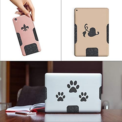 Zonon 4 Pieces Grip Phone Tape Sticker Anti Slip Rubber Textured Phone Tape Adhesive Traction Grip Decal Stickers for Tablet Computer Gaming Cases(Black)
