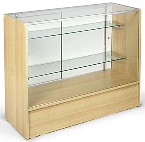 Only Hangers Full Vision Display Showcase with LED Lights, 72" Wide or 48" Wide- Available in Black, Maple, and White (Maple with LED Lights, 48") - color: Maple With Led Lights, size: 48"