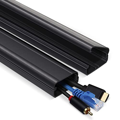 TV Cord Hider - 39in(3xL13in) Cord Covers for Wall Mounted TV Cable Hider Wall Kit | Wire Hiders for TV on Wall, Wire Covers for Cords, Cable Concealer Hide Cords, 1.5" W*0.75" H, Black - color: Black, size: Large-39in