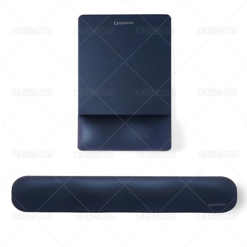 UnivoColors Design-Wave Set of Keyboad Wrist Rest & Mouce Pad,Artificial Sheepskin+Memory Foam+Ergonomic+Anti-Slip Gel, Resilience Support During Work and Gaming,Keyboard Accessory,Navy - color: Km_navy, style: Keyboard Wrist Rest & Mousepad Suit