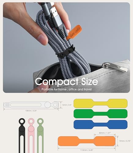 32Pcs Nearockle Cable Labels and Silicone Cable Ties Cable Management Set, Reusable 16 Cable Ties+16 Cord Labels for Electronics, Travel Home Office Desk Wire Organization (Multicolor) - color: Multicolor