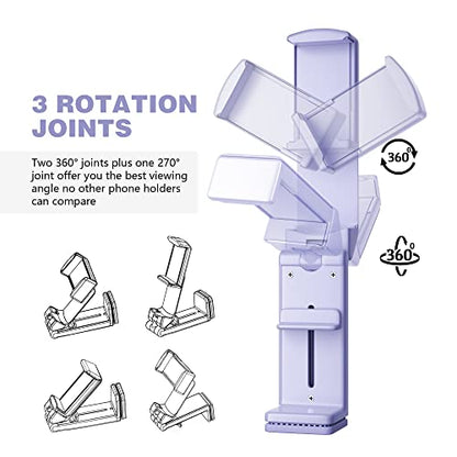 Perilogics Airplane Phone Holder Mount Universal in Flight Hands Free Viewing with Multi-Directional Dual 360 Degree Rotation (Lavender) - color: Lavender