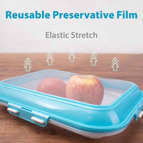 Kmass Kmaxx Plastic Snack Tray with Elastic Reversible Lid, 2-Pack – Airtight Storage Container for Fridge for Bacon, Deli Meat, Cheese, Cold Cuts & Fruit
