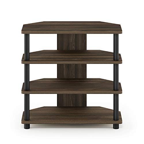 Furinno Turn-N-Tube Easy Assembly 4-Tier Petite Entertainment Center / TV Stand / TV Unit / TV Desk, Columbia Walnut/Black - color: Columbia Walnut, size: 4-Tier