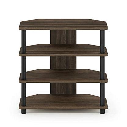Furinno Turn-N-Tube Easy Assembly 4-Tier Petite Entertainment Center / TV Stand / TV Unit / TV Desk, Columbia Walnut/Black - color: Columbia Walnut, size: 4-Tier