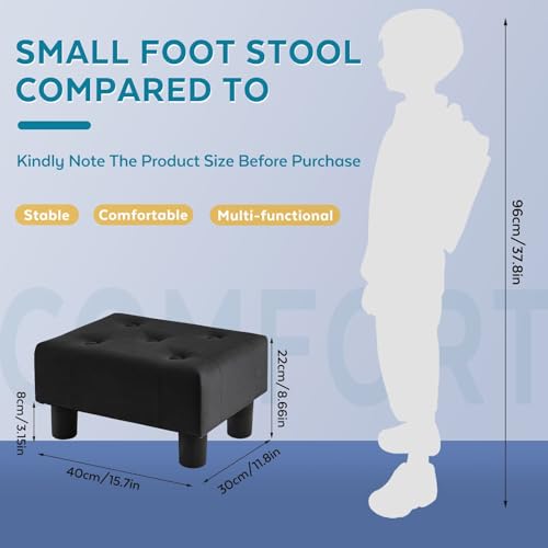 Small Foot Stool Ottoman, Velvet Footstool Ottoman Foot Rest for Couch, Rectangle Footstools and Ottomans Small for Living Room, Entryway and Bedroom (Black) - color: Black (Velvet)