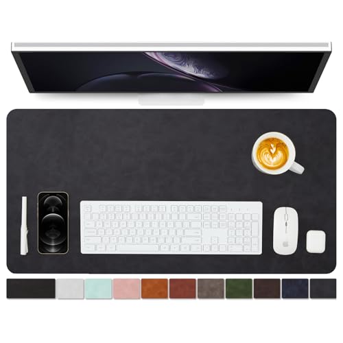 Distressed Leather Desk Mat - Non-Slip PU Desk Pad for Office and Home - Desk Organization and Accessories - Ideal for Large Mouse Pad and Desk Mats on Top of Desks(Charcoal Black,31.5"x 15.7") - color: Charcoal Black, size: 31.5" x 15.7"