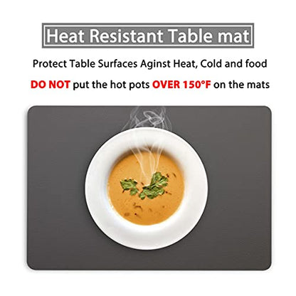 Wipeable Placemats Leather Table Mats Waterproof Heat-Resistant Easy to Clean for Dining Table Set Kitchen Table (2, Grey) - color: Gray, size: set of 2