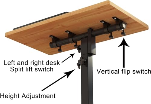 LINGMI Mobile Height Adjustable Laptop Desk with Mouse Pad, Portable Laptop Desk Rolling Tiltable Table with Small Side Table for Couch,Rolling Computer Stand - color: Natural Color