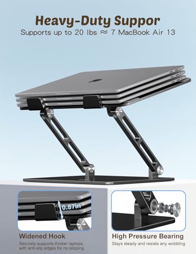 Aoviho Laptop Stand for Desk – Adjustable Aluminum Laptop Riser with Unique Cat-Shaped Cooling Vent, Portable Desk Gift & Decor, Compatible with MacBook Air Pro, Dell, HP, Lenovo (10"-17.3"), Black - color: Black