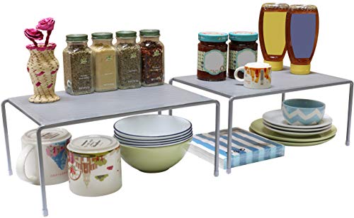Deco Brothers Expandable Cabinet Shelf Organizer for Kitchen Cabinet and Counter, Grey - color: Grey