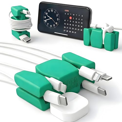CordBrick 4PK Silicone & Steel Weighted Cord Holders for Bedside. Travel Phone Cable Organizers. Multiuse iPhone Accessories. Small Gifts for Him, College Student. Tech Gadgets for Teenagers. Green - color: (G) Green, size: 4 Pack