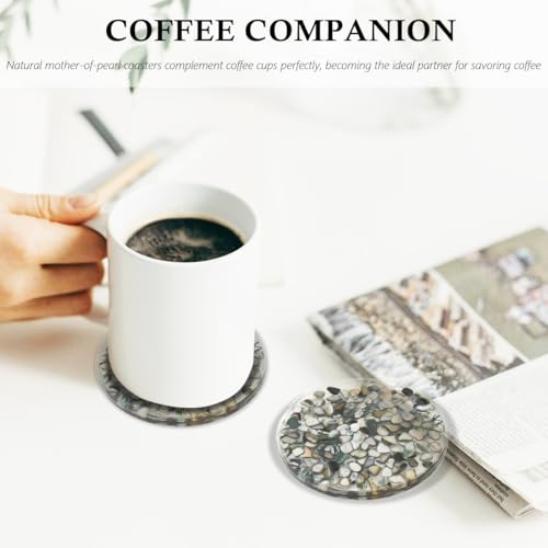 Drinks Coasters Resin Cup Mat: 4 pcs Coaster with Seashells for Table Desktop Counter (4, Black) - color: Black