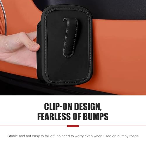 2 PCS Large Car Door Cup Holders, Clip On Back Seat Cup Holders for Cars, Scratch-Resistant & Waterproof Leather Storage Bag for Beverage Mobile Phone, Universal for Most Cars (Black)