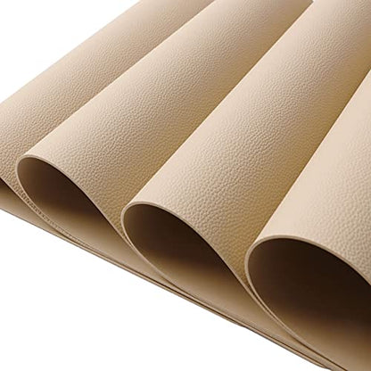 Wipeable Placemats Leather Table Mats Waterproof Heat-Resistant Easy to Clean for Dining Table Set Kitchen Table (4, Buff) - color: Buff, size: set of 4