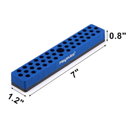Mayouko 1/4" Magnetic Hex Bit Holder Rack Organizer, 43 Holes, 1/4-Inch Drill Bit Holder, Blue, 2 Racks, Magnetic Bit Holder with Magnet Base for Screwdriver Bits - color: Blue-2packs
