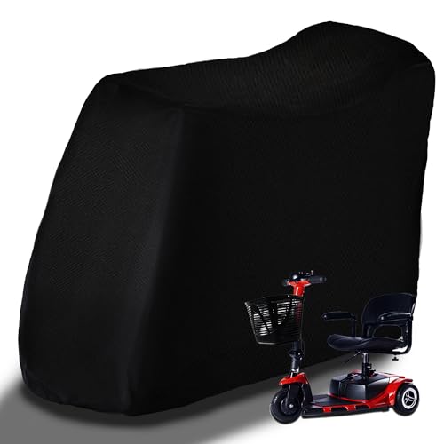 Sqodok Mobility Scooter Storage Cover, 420D Waterproof Wheelchair Cover for Storage, Mobility Scooter Accessories for All-Weather Outdoor Protection Dust Cover, 55" x 26" x 36" - color: Black, size: XL--55 x 26 x 36 inch
