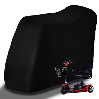 Sqodok Mobility Scooter Storage Cover, 420D Scooter Cover with Windproof Buckles Waterproof Scooter Weather Cover Protect from Dust Dirt Snow Rain Sun Rays, 48" x 22" x 38" - color: Black, size: L--48 x 22 x 38 inch
