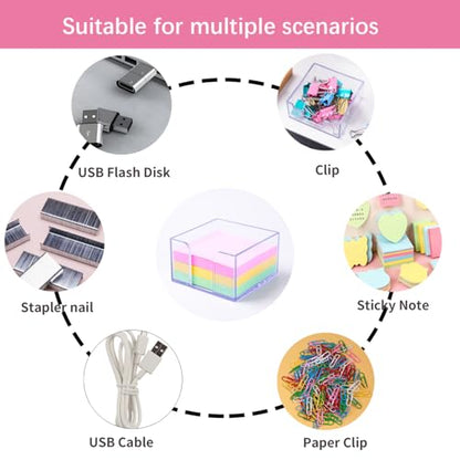 Sticky Notes Holder，Clear Acrylic 3" x 3" Post it Note Holder Dispenser for Desk, Computer Screen, Classroom Office Organizer, Light Blue