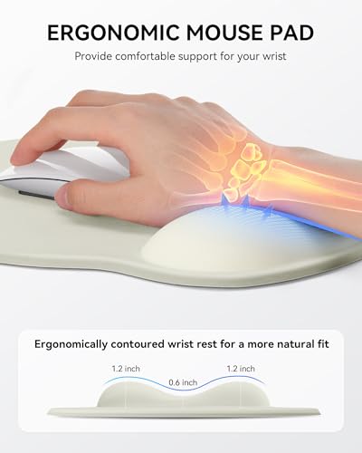Laborio Mouse Pad with Wrist Rest, Ergonomic Mouse Pads for Desk, Office Non-Slip Mousepad with Gel Wrist Support(Light Green, 10.6''L x 9''W) - color: Light Green