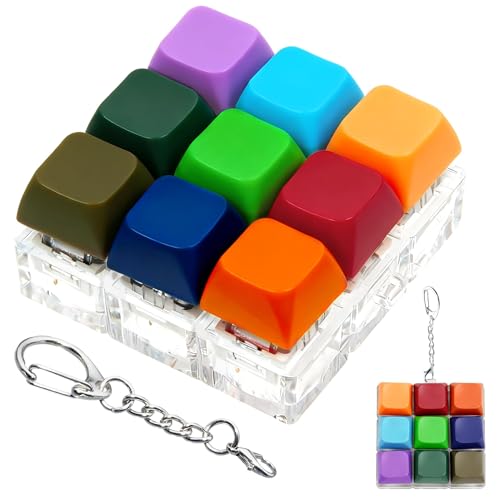Keyboard Fidget Toy, Keyboard Keychain Fidget Toys, 9-in-1 Clicker Fidget Toy, Stress Relief Desk Decompression Button, Anxiety Relief Valentine's Day Gifts (9 Color-Bright) - color: 9 Color-bright
