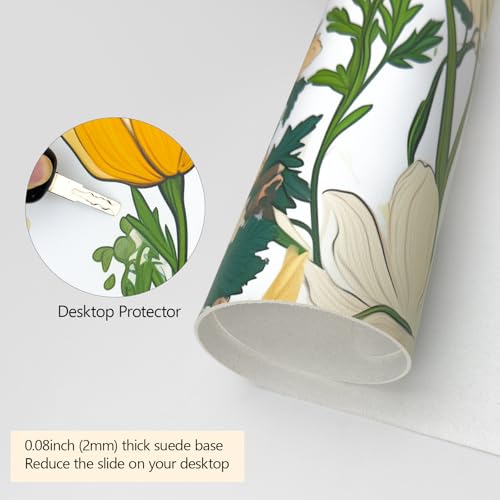 Floral Desk Mat (31.5"x15.7") | Waterproof, Leather, Mouse Pad - color: Yellowflower, size: 31.5" x 15.7"