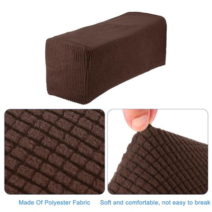 uxcell 2pcs Stretch Armrest Covers for Chairs/Sofas, Couch Arm Covers with Twist Pin, Furniture Protector Slipcovers Brown - color: Brown