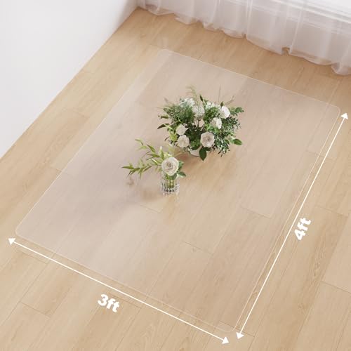 3'×4' Frosted Clear Waterproof Area Mat for Hard Floor, No Scratches Plastic Floor Mat for Litter Boxes, Spill-Resistant Easy Cleaning Floor Protector for Under Refrigerator, Plant Pots - color: Clear, size: 3' x 4' (Rectangular)