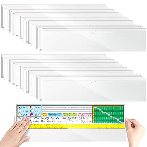 Chinco 30 Pcs Self Adhesive Pockets, Bin Labels for Storage Bins, Clear Pocket Label Sleeves, Plastic Index Card Holder with Top Open for Organizing Bins Box Drawer(14 x 4 Inches) - size: 14 x 4 Inches