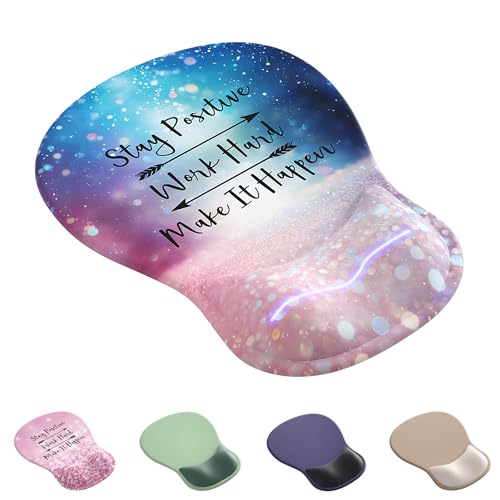 Ergonomic Mouse Pad with Wrist Rest,Cute Gel Mousepad Wrist Support - Small Mini Portable for Travel Mouse Pads for Desk Laptop,Computer,Office & Home Decor (Glitter Pink Blue) - color: B-Glitter Pink Blue