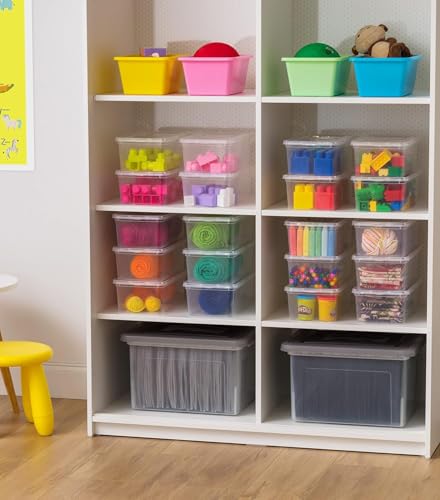 IRIS USA 12-Pack Storage Bins with Lids, 6 Quart - Crystal Clear, Shoe Boxes Stackable Containers Organize Shoes Closet Shelves, Teacher Tools Classroom Organization, Game - BPA-Free Plastic - size: 6 Qt (Pack of 2)
