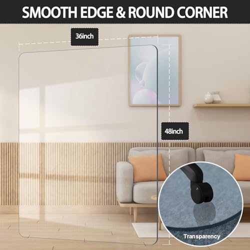 48" x 36" Office Chair Mat for Carpet Heavy Duty Hard Clear Desk Chair Mat Protection Floor Mats Can be Used on Carpet or Hard Floor - size: 36'' x 48'' Rectangle