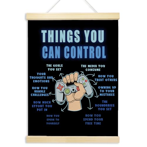Voxitura Black Things You Can Control Game Poster Hanger Frame, Gaming Gamer Wall Decor Art Canvas for Playroom Kids Toddler Boy Room,Mental Health Prints for Wall Hanging Decor Therapy Office 12x16in - color: blue