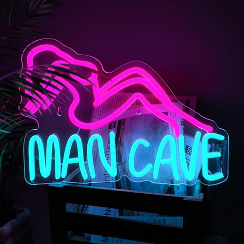 Man Cave Neon Signs Man Cave Neon Lights Sign USB Powered Dimmable LED Light for Bedroom Game Room Bar Pub Club Wall Decor Party - color: mancave