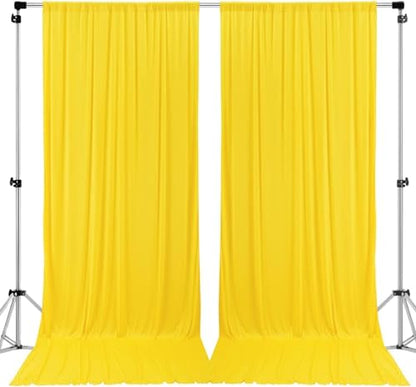 AK TRADING CO. 10 feet x 8 feet IFR Polyester Backdrop Drapes Curtains Panels with Rod Pockets - Wedding Ceremony Party Home Window Decorations - Lemon Yellow - color: Lemon Yellow