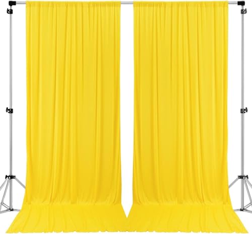 AK TRADING CO. 10 feet x 8 feet IFR Polyester Backdrop Drapes Curtains Panels with Rod Pockets - Wedding Ceremony Party Home Window Decorations - Lemon Yellow - color: Lemon Yellow
