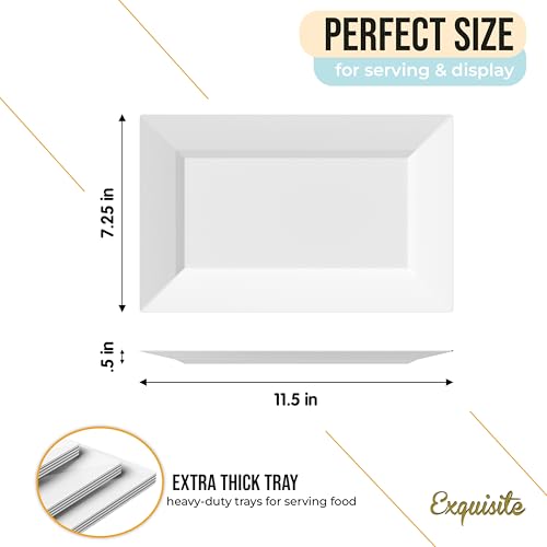 Exquisite Plastic Serving Trays for Party - 40 Pcs 11.5 Inch White Serving Platters, Plastic Trays for Food, White Tray, Food Tray Disposable Platters for Parties, Catering & Buffet - color: White, size: 11.5 Inches