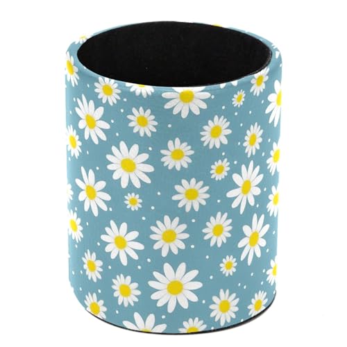 Daisy Flowers Pen Holder Pencil Organizer for Desk, 3.1” x 3.1” x 3.9” Pencil Cup Office Supplies, Large Capacity Cute Pen and Makeup Brush Holder for Home, School, Desktop - color: Daisy Flowers