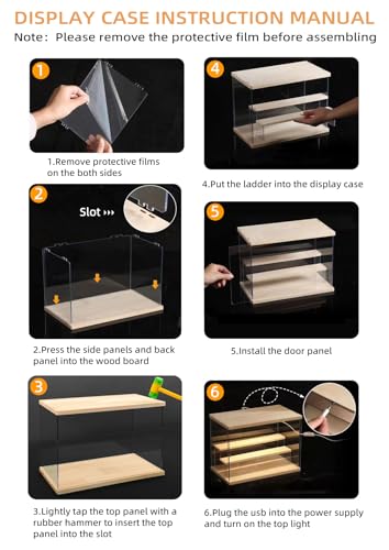 Clear Acrylic Display Case with Light , 4 Tier Display Box Stand Assembly Dustproof Protection Showcase for Collectibles Action Figures (12.6×9.6×10.6in; 32×24.5×27cm) - color: Wood with light, size: 4 Tier 12.6×9.6×10.6in；32×24.5×27cm