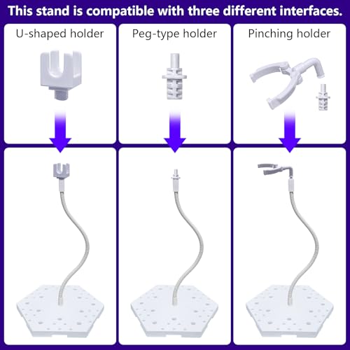 3Pcs Action Figure Stand Hobby Display stand, Model Display Stands with Adjustable Serpentine Arm Compatible with Gundam HG RG BB SD SHF 1/144 Scale Figures Model