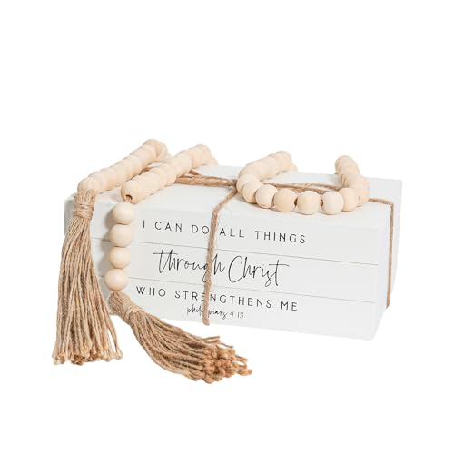 Decorative Books for Home Decor, Wooden Faux Book for Decoration, Farmhouse Stacked Display Books (I CAN DO All Things) - style: I CAN DO ALL THINGS