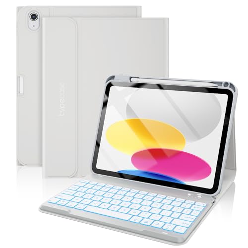 typecase Folio Keyboard Case for iPad 10th Gen 10.9 inch (2022) and iPad 11th (A16, 2025), Magnetic Wireless Detachable Keyboard, 7-Color Backlight, Thin & Light, Pencil Holder – Gray - color: ‎‎‎‎‎‎‎‎‎ Gray