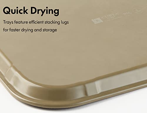 CURTA 2-Pack Restaurant Grade Non-Slip Tray, NSF, 18 Inch x 14 Inch, Plastic Rubber Lined Rectangular Serving Tray, Brown - color: Brown-rectangular, size: 14 Inch x 18 Inch