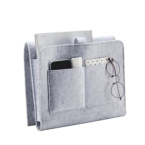 YOUDENOVA Bedside Caddy, Bedside Organizer for Dorm Room, Bunk Bed, Light Grey - color: Light Grey