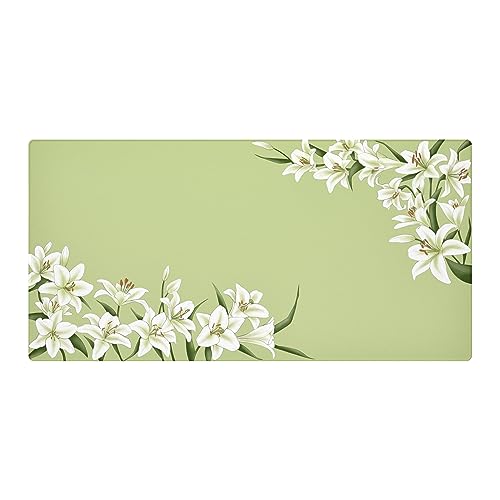 Gamer Boss - Gaming Mouse Pad - 48 x 24 Inches - 4mm Thick with Stitched Edges, Non-Slip Rubber Base, Premium Cloth Mousepad, Desk Mat for Laptop, Keyboard, Computer & PC (Mega, Lily) - color: Lily, size: 48" x 24"