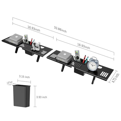 CABTE Adjustable Steel TV Top Shelf, Floating TV Stand, Universal Monitor Shelf for Soundbar, Game Console, Cable Box, Router Shelves (33.86"x4.7" with Boxes) - style: 33.86"x4.7" with boxes