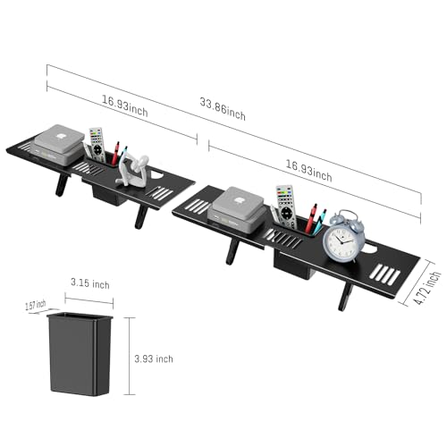 CABTE Adjustable Steel TV Top Shelf, Floating TV Stand, Universal Monitor Shelf for Soundbar, Game Console, Cable Box, Router Shelves (33.86"x4.7" with Boxes) - style: 33.86"x4.7" with boxes