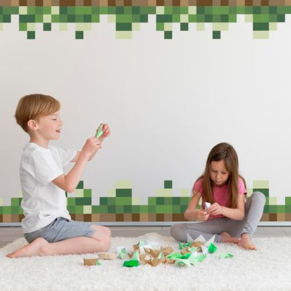 Pixel Block Border Wall Decal for Boys Room - Wall Decor for Gamers Room - Gaming Art for Bedroom - Video Game Themed Wall Stickers for Young Gamers and Cool Gaming Bedrooms