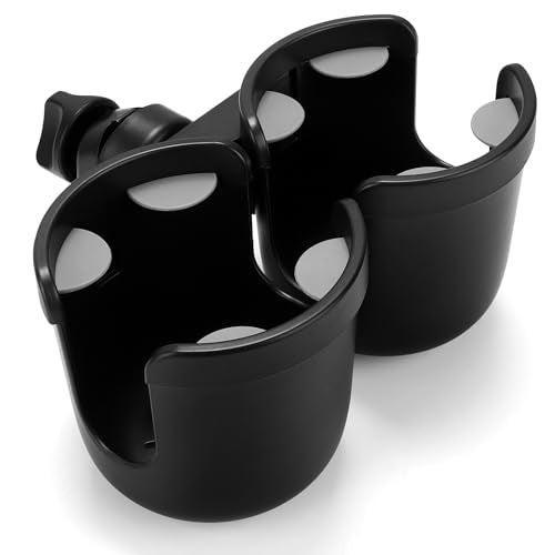 Accmor Stroller Cup Holder, Universal Cup Holder for Uppababy Nuna Doona Strollers, Bottle Drinks Holder for Wheelchair, Walker, Bike, Scooter - style: Double Cup Holder