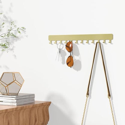 Necklace Holder - Hanging Jewelry Organizer, Self-Adhesive, Wall Mount, 2 PCS, Gold - color: Gold - Brushed